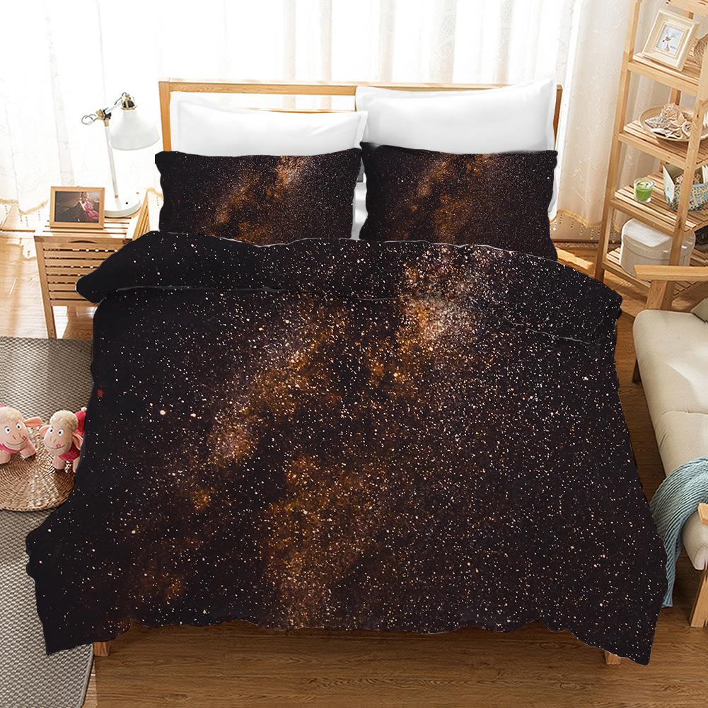 Starry Sky Duvet Cover Set Microfiber Outer Space Theme Comforter Cover Teens Boys Quilt Cover 3D Starry Sky Series Bedding Set