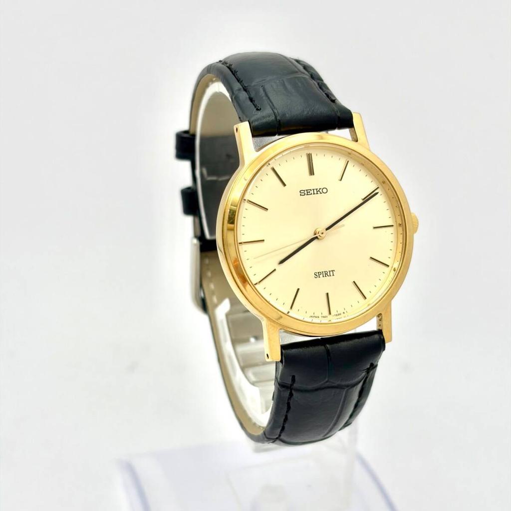 SEIKO Spirit Watch Gold 3N0155 New Strap [New Battery] Men's 7N01-7060
