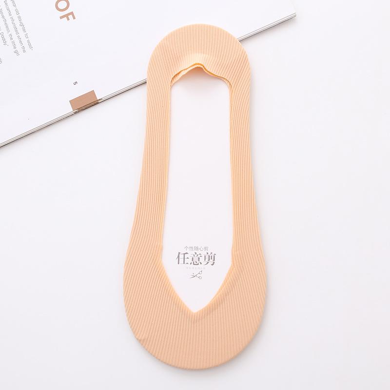 Women's Ice Silk Boat Socks, Cotton Sole, Low Top, Shallow Top, Invisible Socks, Sweat-absorbing, Anti-slip, Non-dropping Heel Short Socks