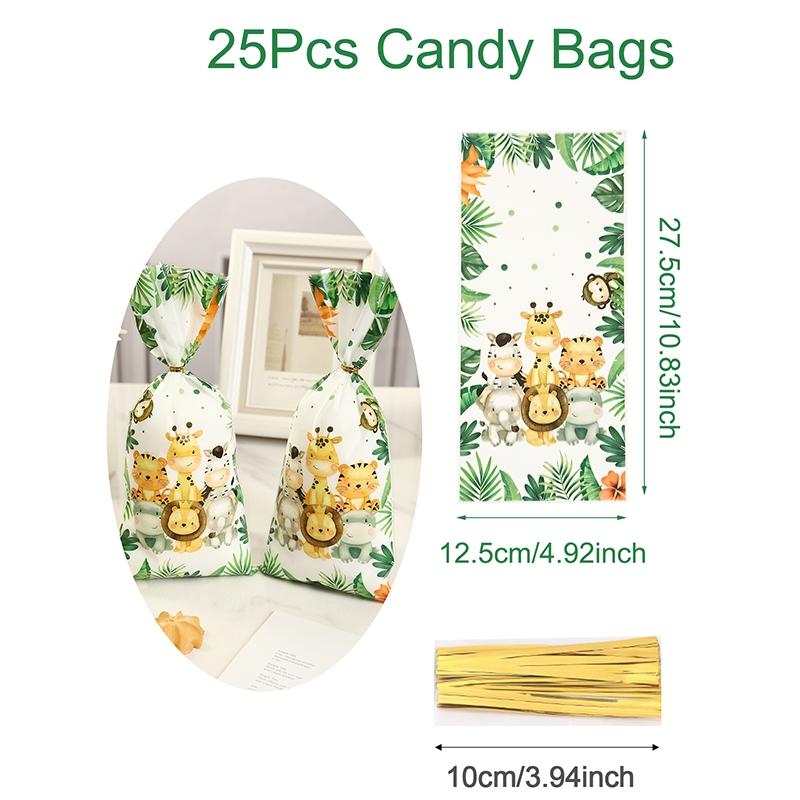 Jungle Animals Party Favor Bags Gift Wrapping Bag Safari Gift Bag for Kids Wild One Birthday Supplies Baby Shower Decor