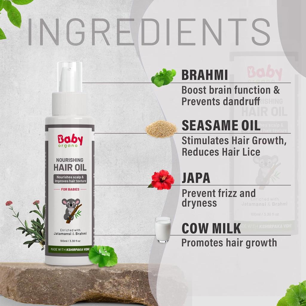 Babyorgano Natürliches Babyhaaröl & Babyshampoo, Baby-Körperlotion 0-3 Jahre | Babypflege-Kombipack für Neugeborene