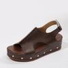 Summer New Muffin Platform Wedge Sandals Women's Velcro Plus Studded Flat Fishmouth Sandals