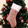 Sequins Plush Christmas Socks with Lanyard Portable Christmas Gift Bags Xmas Decoration for Fireplace and Christmas Tree Decor