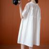 Western Style Plus Size Women's Summer Dress Fat Sister Lace Mesh Stitching Short Sleeves