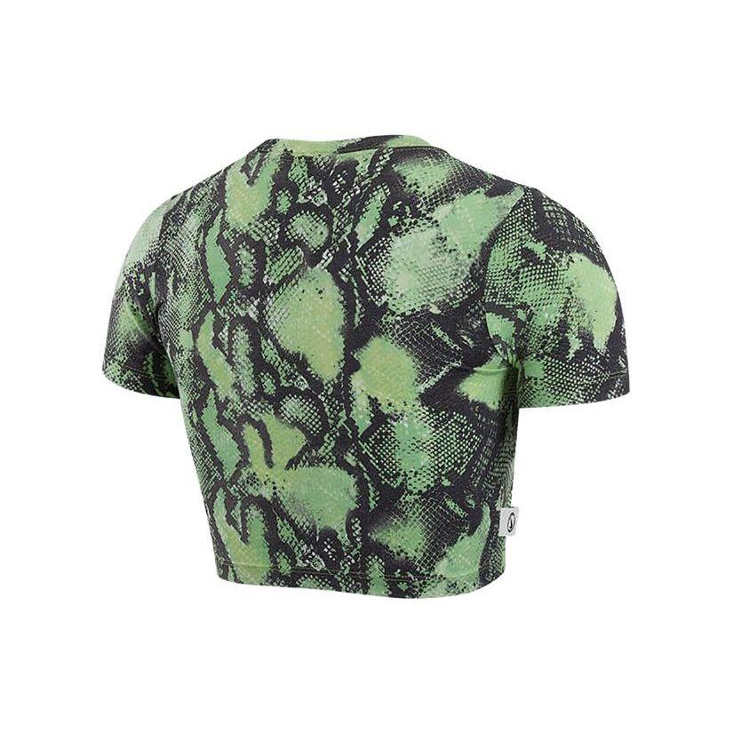 Nike Snake Print Short Sleeve Fitted Logo T-Shirt Women Tops Green DV3318-362