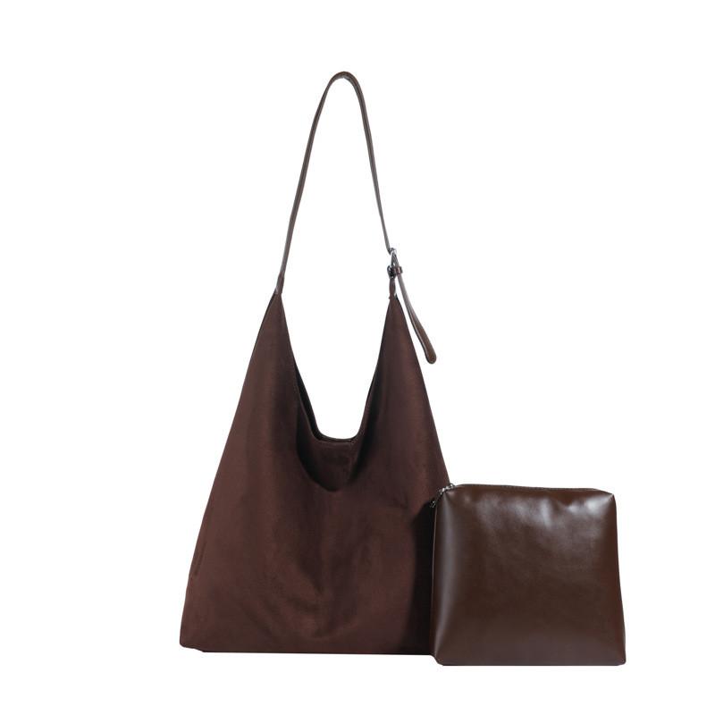 Solid Simple Color Large Capacity Casual Women Suede Tote Bag Autumn For