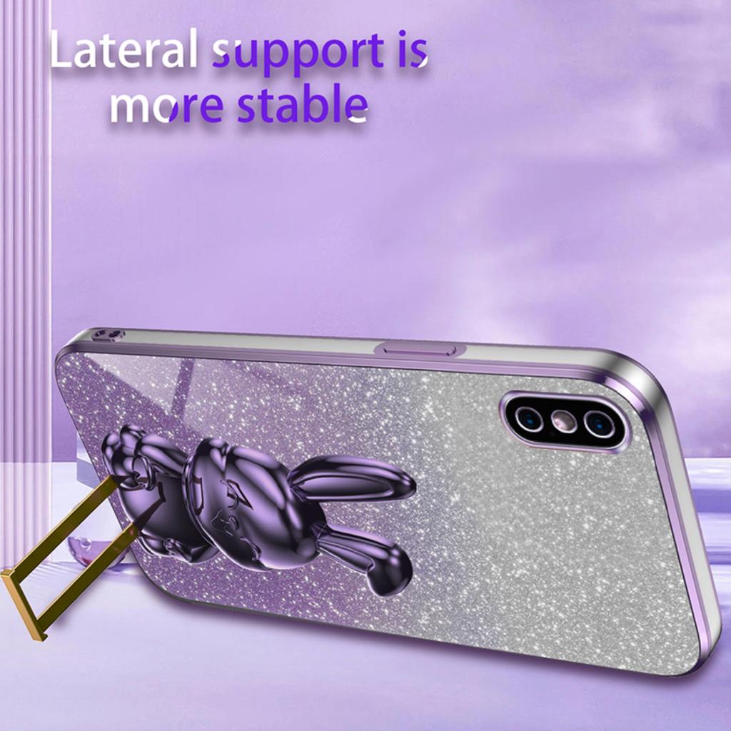 For iPhone XS Max Pull-out Kickstand Phone Cover Fall Protection Rabbit Case
