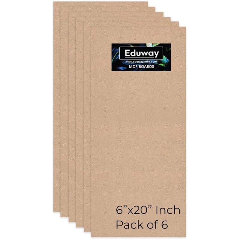 Eduway 6X20 Inch Mdf Board Wood Sheet For Mandala , Lippan, Resin Art & Craft, 4Mm Thick, Pack Of 6 - Premium Cardboard