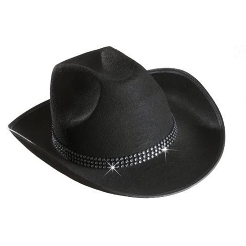 Cowboy Hat with Rhinestones Dazzling Cowgirl Hat Rhinestones Strip Decorations One Size Fits for Men and Women