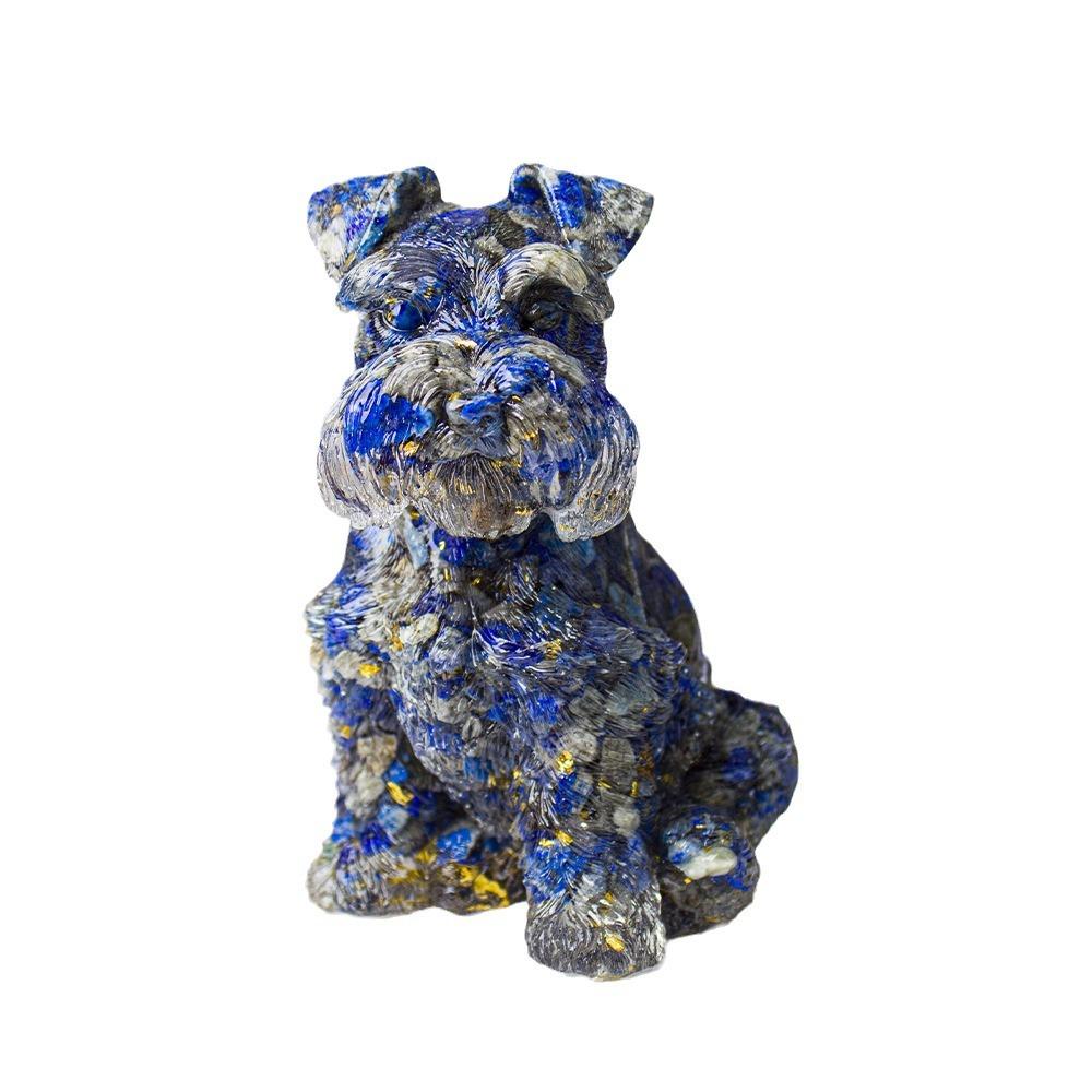 Szczeniak Schnauzera Żywiczna Kryształowa Statua Przedmioty do Wystroju Domu Różowy Kryształ Kamień Miłości Rzeźby i Figurki Schnauzerów Wystrój Domu