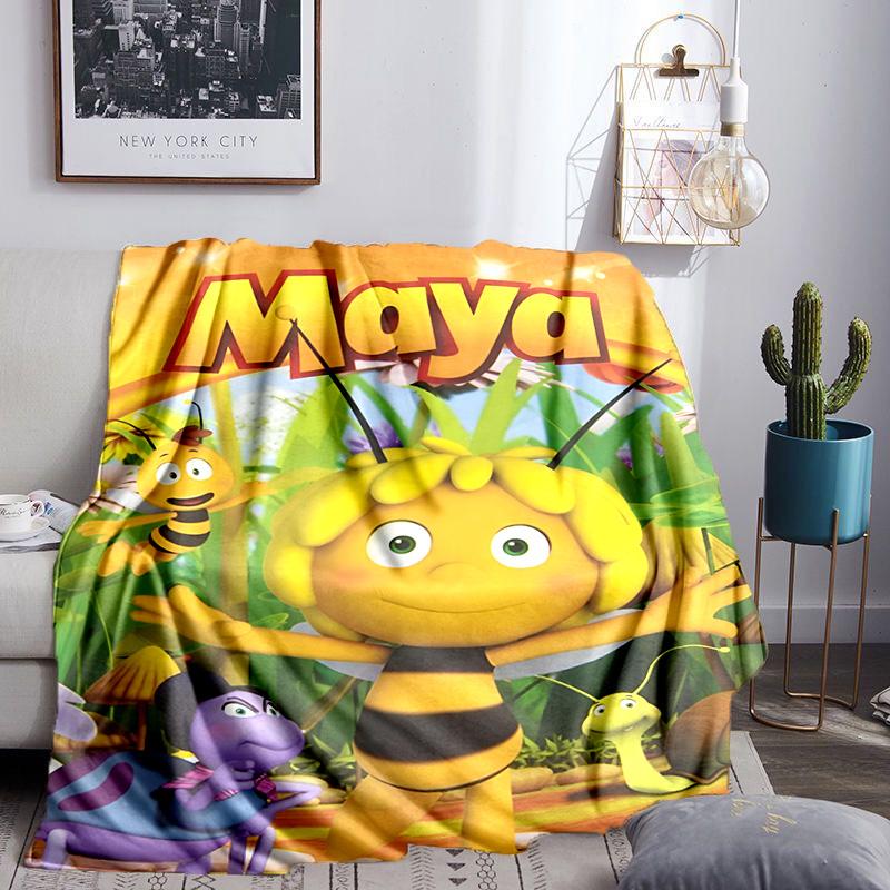 Bee Adventure Maya Throws Blanket Flannel Blankets Plush for Couch Bed Gifts for Men Women Travel Picnic Blanket Christmas Fan Gifts