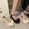 Retro französische Mary Jane Schuhe Damen Frühling 2025 neu sanfte Abendbrise hochhackige Einzelne Schuhe mit Rock kleine Lederschuhe