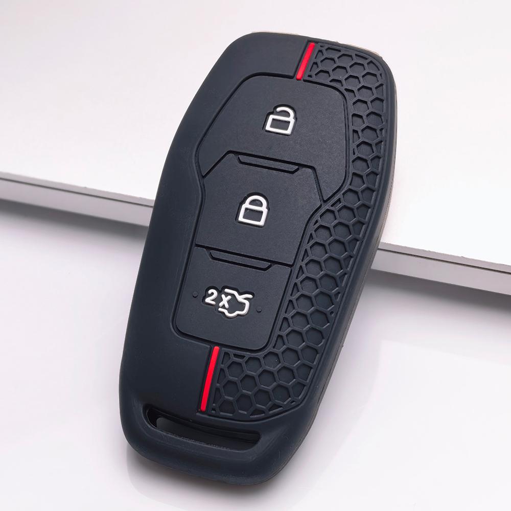 Silicone Key Cover for Ford 3 Button Smart Key, Fits Ford Focus Mondeo Kuga Escape MK4 Mustang, Shockproof Key Fob Holder, Protective Accessory