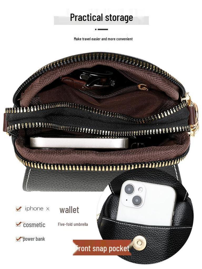 2025 Trendy Mykt Skinn Enkel Skulder Crossbody Telefonveske for Kvinner – Allsidig Europeisk & Amerikansk Stil
