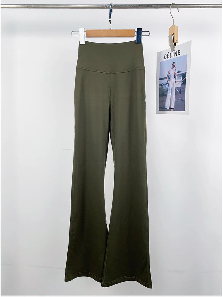 

Микро клеш брюки для йоги с высокой талией: Peach Lift, Ощущение обнаженности, для Фитнеса и Пилатеса S темный оливковый зеленый