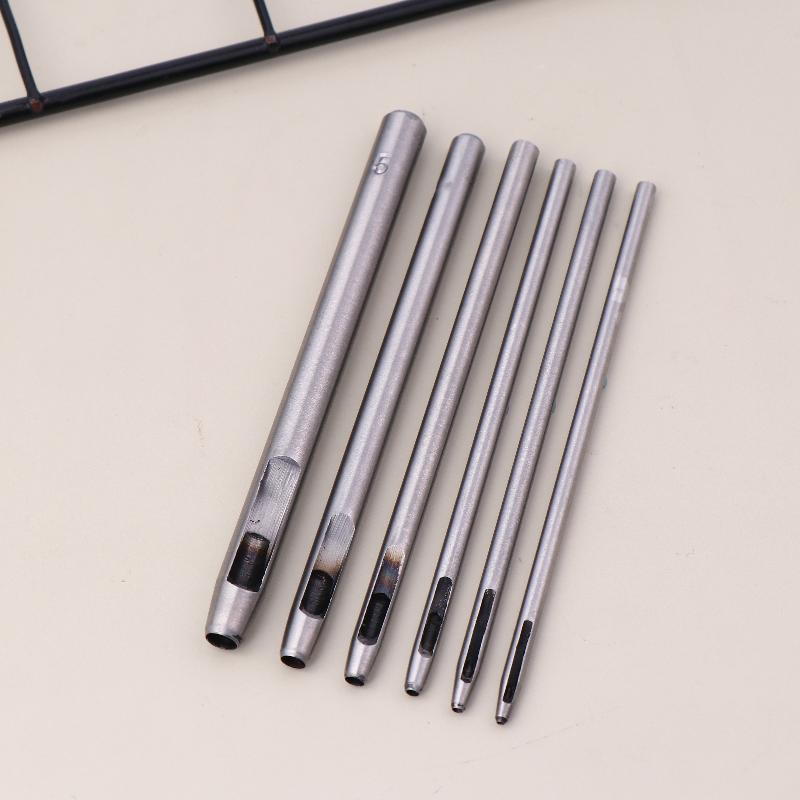 6 Pcs Kit Hollow Punch Set Round Hole Punch Tool Steel Leather Craft Working For Watch Band,Fabric,Plastics,Gasket Belt