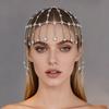 European and American Grid Tassel Headwear, Stage Runway Personality, Fashionable and Exaggerated Style, Full Diamond Sparkling Diamond Hair Chain