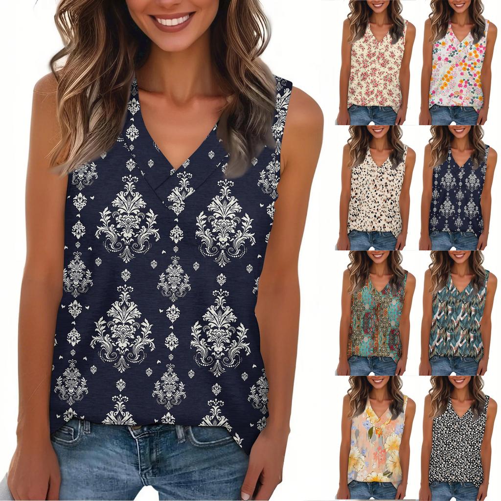 V Neck Sleeveless Leaf Print Tank Top for Women Spring Tops for Women Racerback Tank Tops for Women Tops for Women Trendy Summer