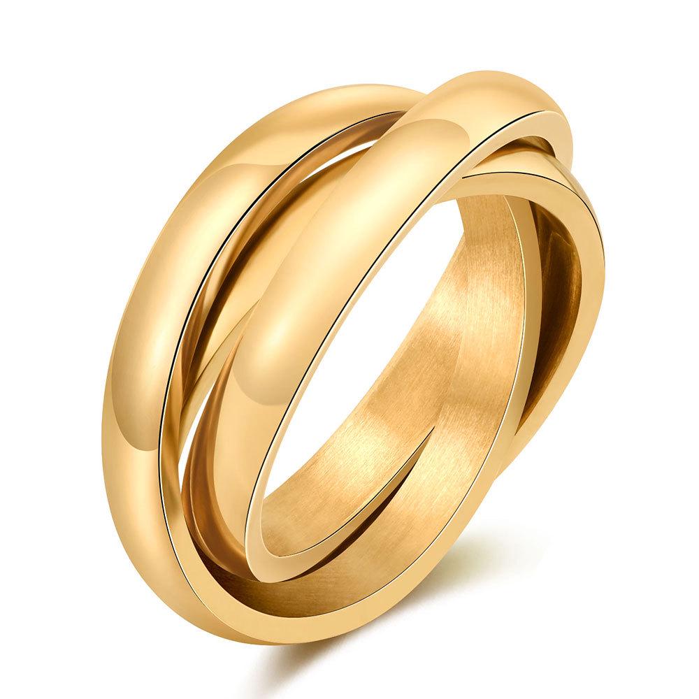 Trendy 2MM Stainless Steel Tri-Color Influencer Ring with Custom Logo Engraving