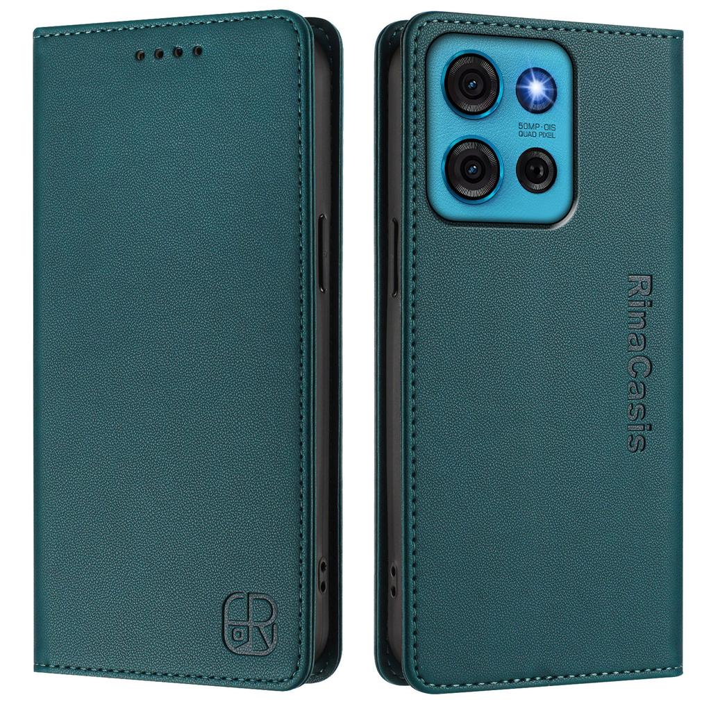 For Motorola Moto G75 5G Leather Case RINACASIS RC01 Phone Cover with RFID Blocking Wallet Stand