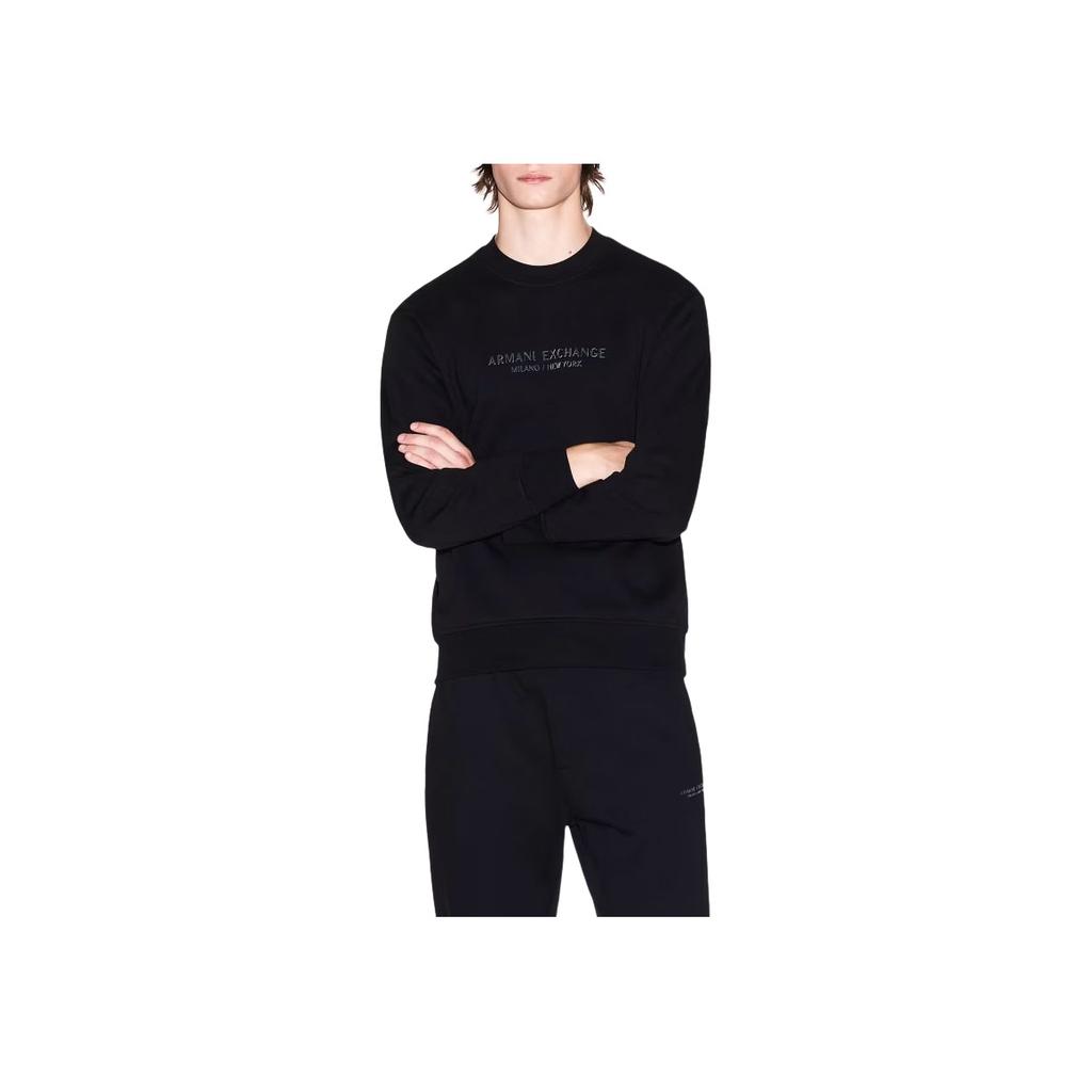 Armani Exchange FW25 Loose Fit Pullover Sports Sweatshirt Crew Neck Men Tops Black XM001284-AF20934-UC001
