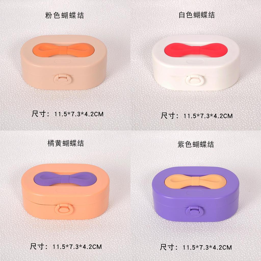 Elegante Caixa de Joias com Laço Borboleta e Armazenamento Multifuncional para Anéis, Pulseiras e Brincos