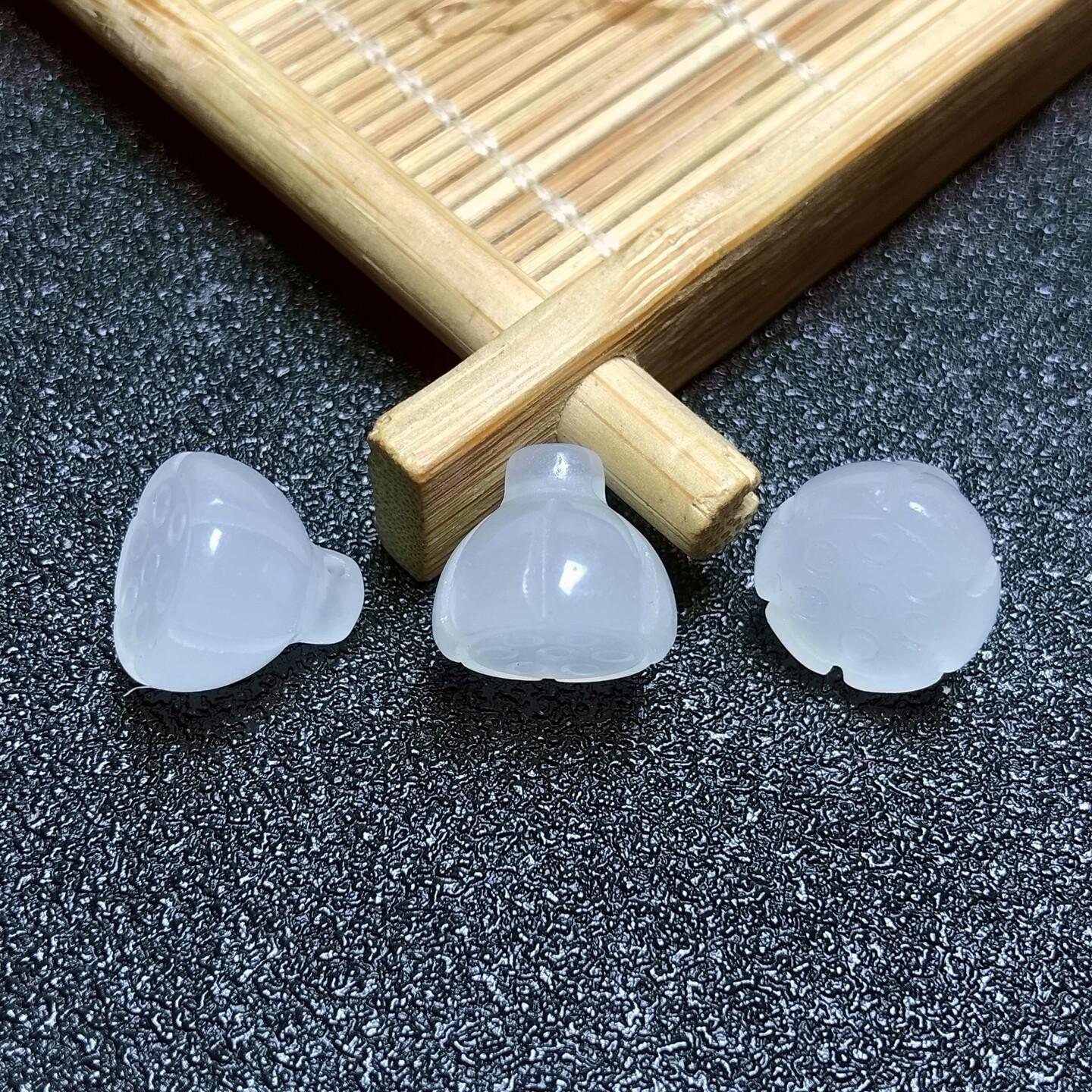 Hetan White Jade Lotus Pod Pendant: Jade Stone Necklace or Bracelet for Men and Women - DIY Handmade Cultural Accessory.