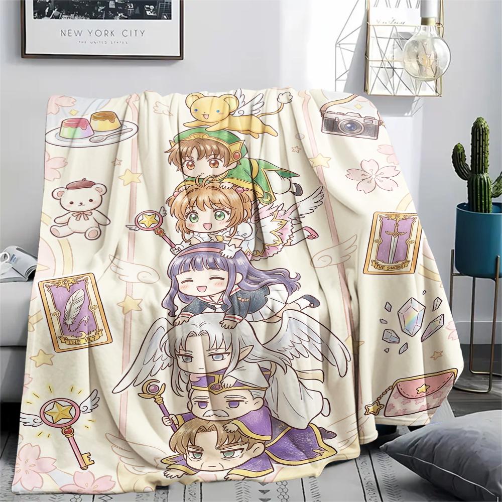 Cardcaptor Sakura Chibi & Group pattern Flannel Blanket, Comfortable for All Seasons, Home Decor, Warmth and Comfort, Perfect for Gifts. 80cm x 120cm