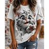 3D Cute Cat Graphic T-Shirt for Women Clothing Stylish Realistic Animal Summer Tees Casual Streetwear Paw Print Female Tops Gift