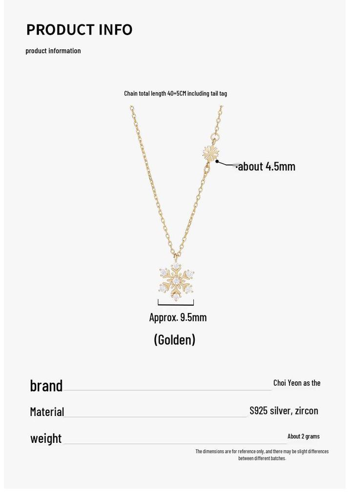 Autumn/Winter S925 Sterling Silver Snowflake Necklace – Korean Style Light Luxury Clavicle Chain for Women