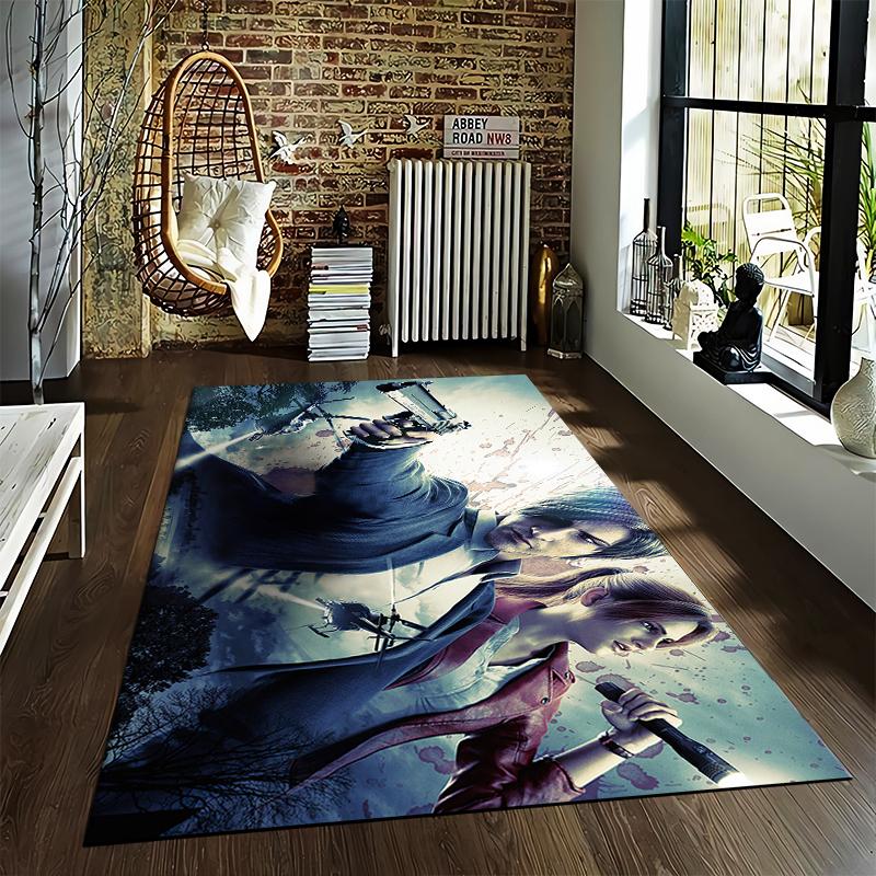 Resident Evil character promotional image printed flannel carpet, non-slip, suitable for bedroom, living room, and children's room decoration