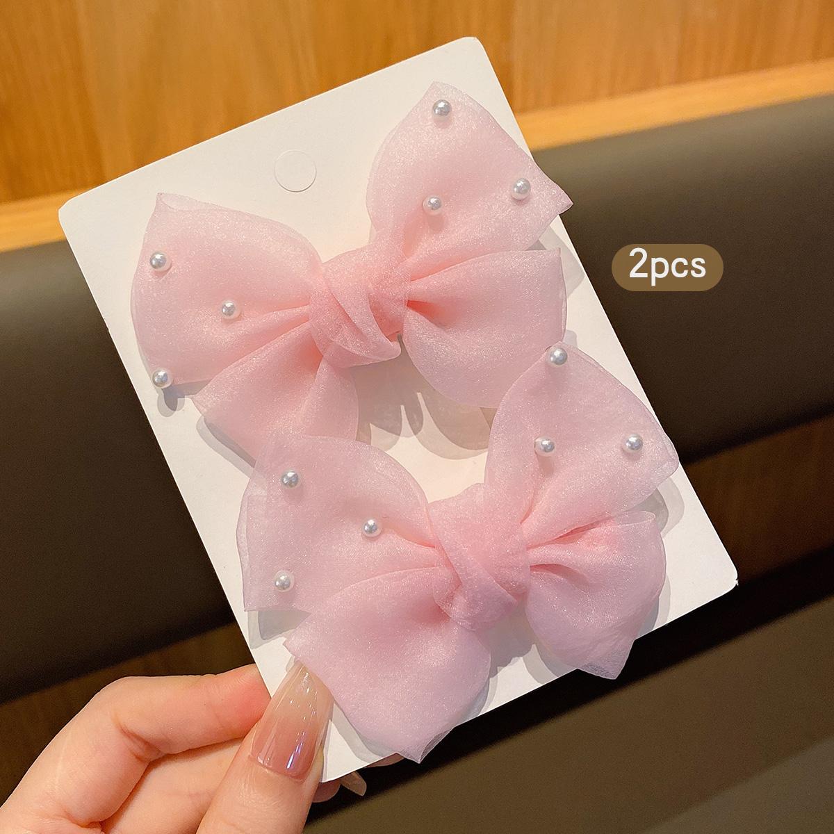

2 pink bow hair clips, sweet and cute, suitable for daily use as hair accessories