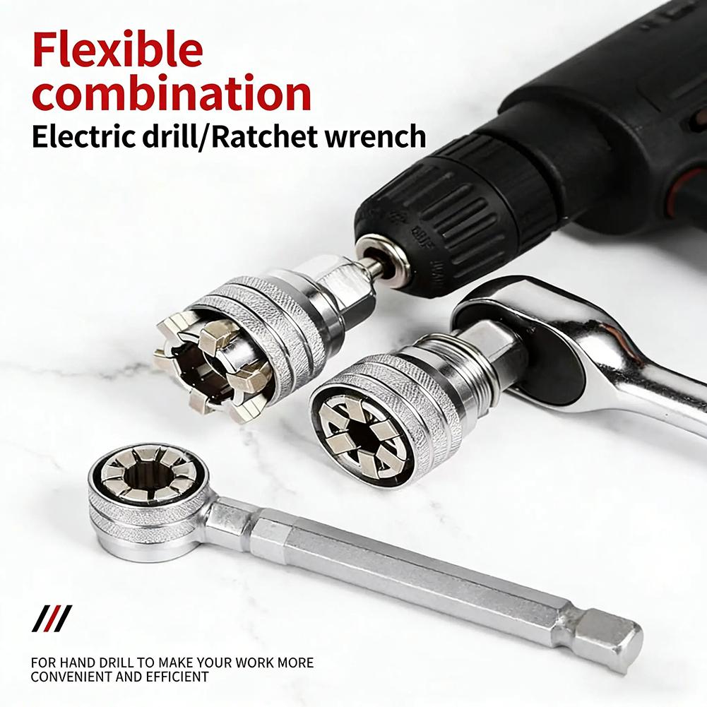 Multifunctioneel Universeel Dopsleutelgereedschap 10-19mm Verstelbare Dopsleutel voor 3/8" Aandrijving Ratel Momentsleutel Boormachine
