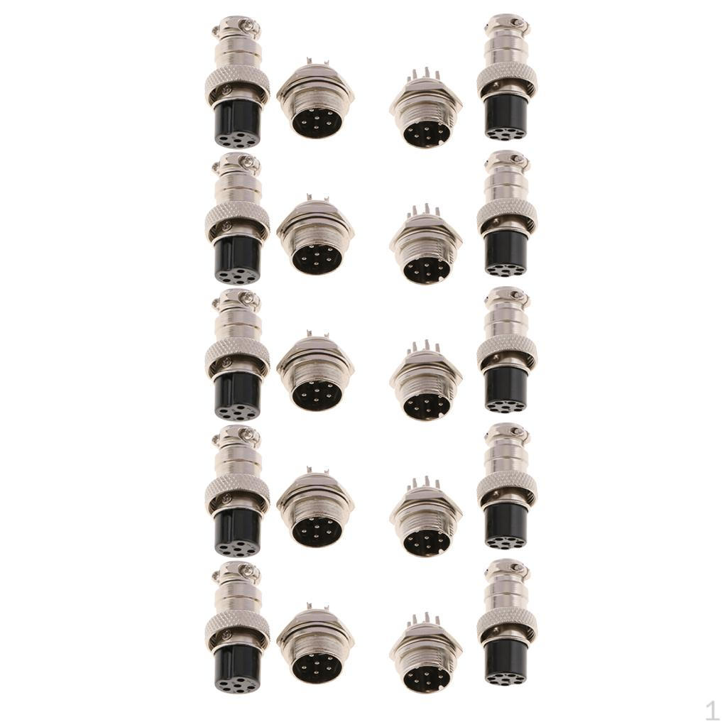 

10 пар авиационных разъемов GX16 10 ~ 100 Гц 5x 6Pin+5x