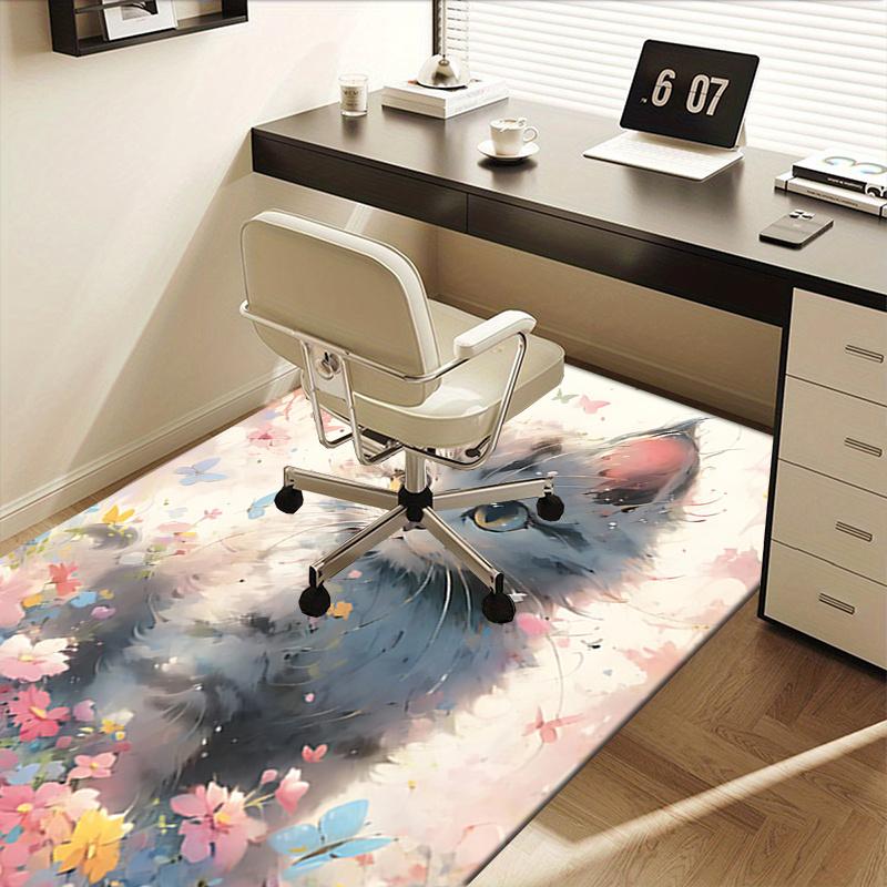 Cute Kitten Theme Chair Mat Office Carpet: Oversized Rug for Home Decor, Sofa Cover, Gift Idea, Suitable for Bedroom, Living Room, and Various Rooms