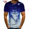 Fierce Tiger Animal Pattern Men's T-Shirts Short Sleeve 3D Animal Printed Trend Street Tee Oversized T Shirt Men Clothing Tops
