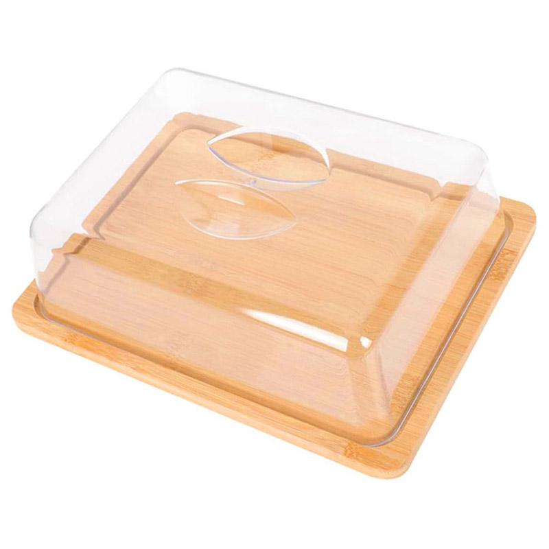 

JJTZ Large Size Bamboo Rectangular Dessert Display Tray Wedding Stuff Cake Stand with Lid, Size L A