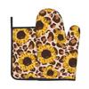 Sunflower Heat Resistant Oven Mitts and Pot Holders Sets Oven Gloves for BBQ Cooking Baking Grilling