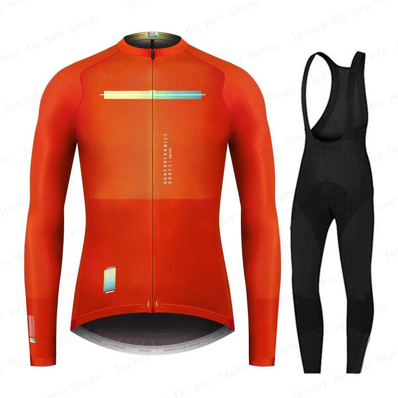 2026 Spring/Autumn Triathlon Men Long Sleeve Cycling Clothing Breathable Anti-UV Bicycle Jersey Set Wear Bib Pants Ropa Ciclismo