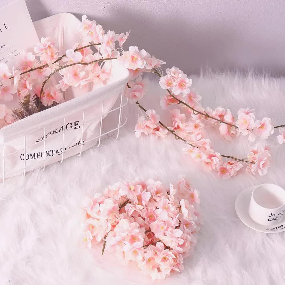 180cm Artificial Flowers Cherry Blossom Vine Pink Sakura Garland Home Party Wedding Arch Hanging Silk Fake Plants Vine Decor DIY