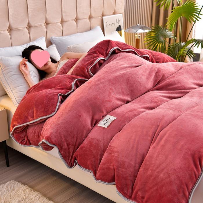 2026 Solid Color Thickened Milk Velvet Flannel Duvet Cover