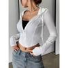 Women S Slim Fit Hooded Zip Up Knit Cardigan Long Sleeve Top