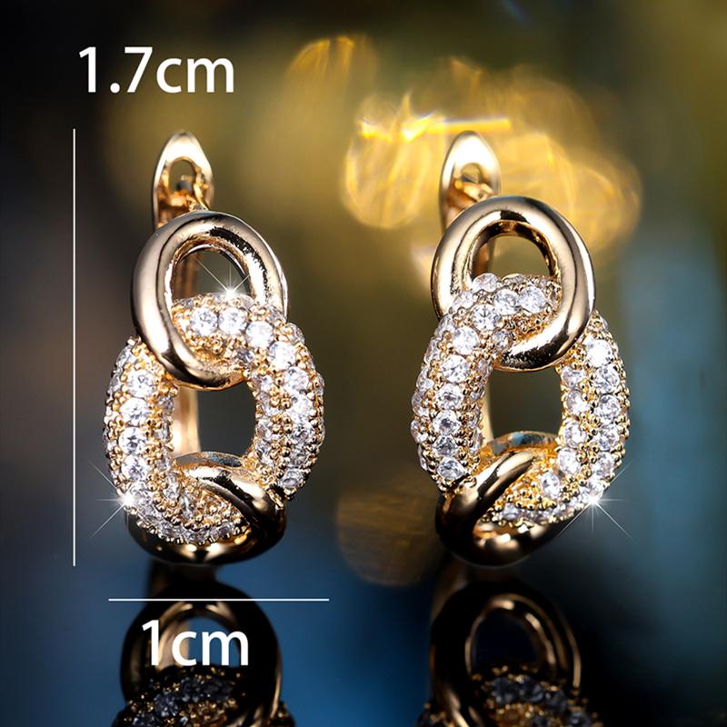 1 Pereche Cercei Căzuți Formă Infinită Zircon Alb pentru Femei Lux Culoare Aur Bijuterii Cadou pentru Nuntă