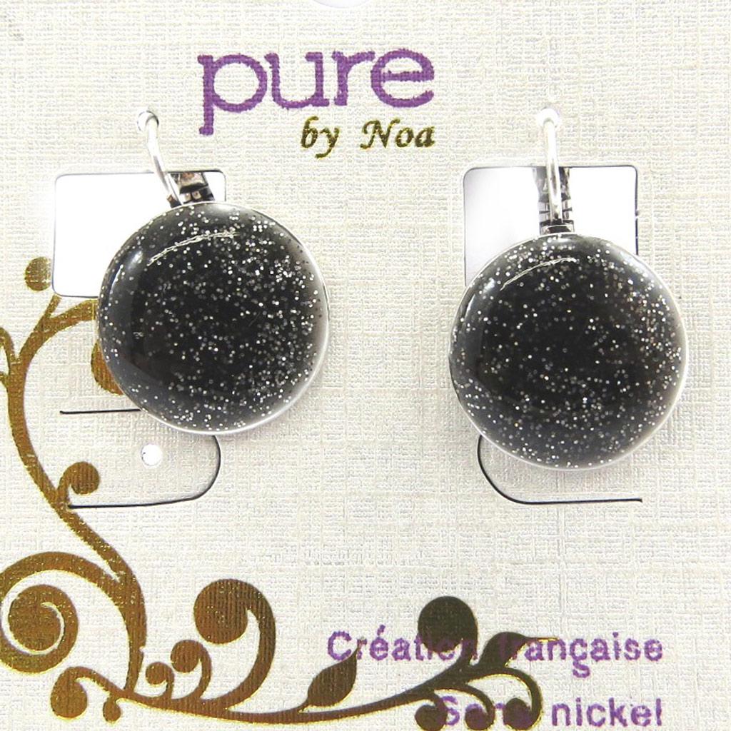 NOA [G8280] - Designer Earrings 'Sissi' Black Glitter
