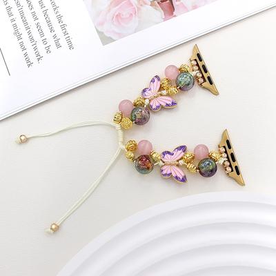 For Apple Watch 10 46mm/Ultra 2/Ultra 49mm/9 8 7 45mm/SE (2023) SE (2022) SE 6 5 4 44mm/3 2 1 42mm Butterfly Beads Rope Watch Band