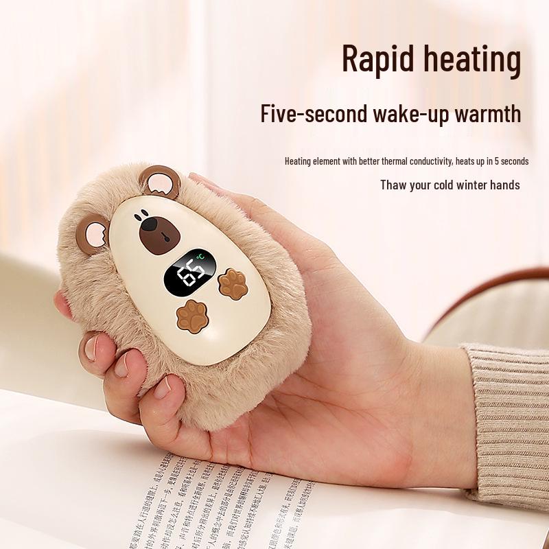 Xin Bai Lu Portable Plush Hand Warmer: Digital Display, Rechargeable Lithium Battery, Ideal Student Companion & Gift