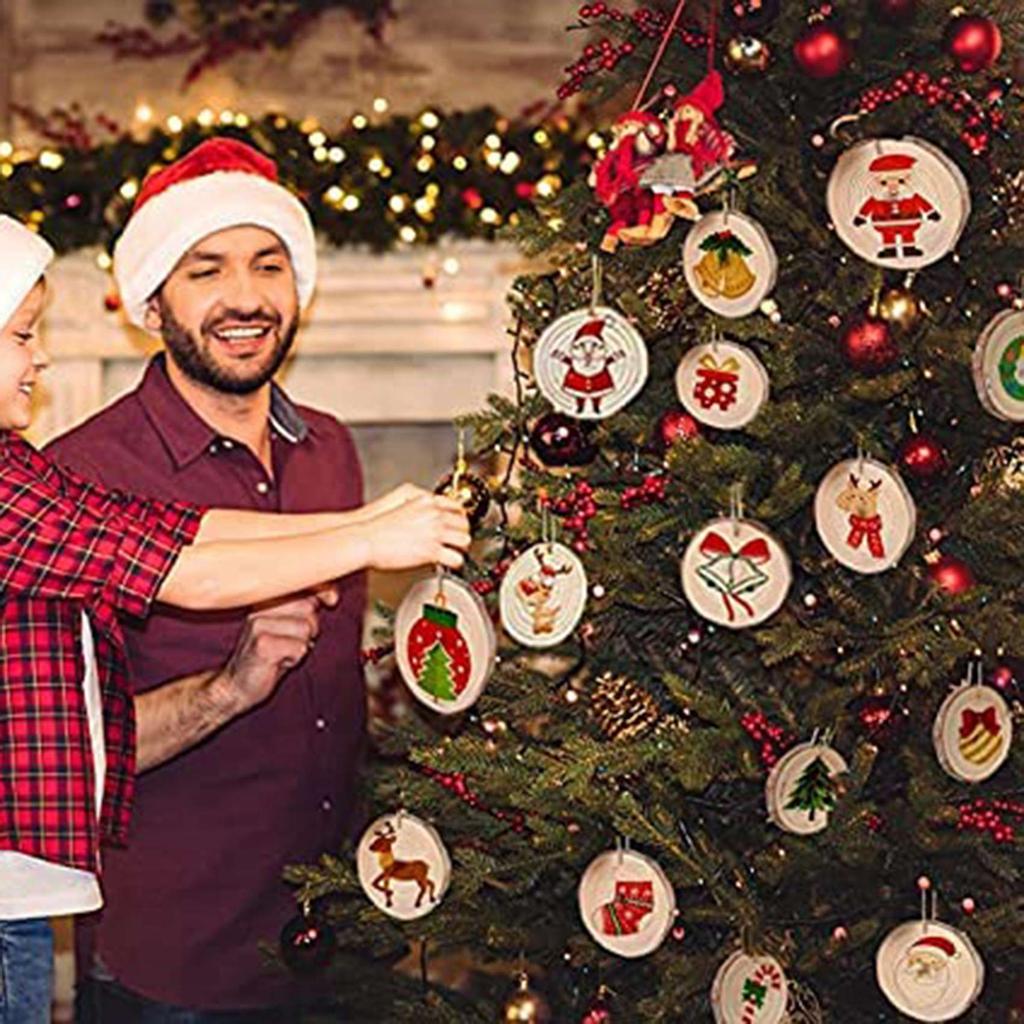 Good-Natural Wood Chips Unfinished DIY Handicraft Pre-Drilled Round Wooden Circle Art Country Wood Chip Decoration-A