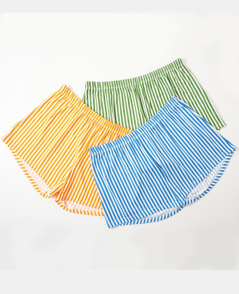 European & American Men's Striped Breathable Boxer Briefs - Plus Size, Casual Four-Corner Underwear