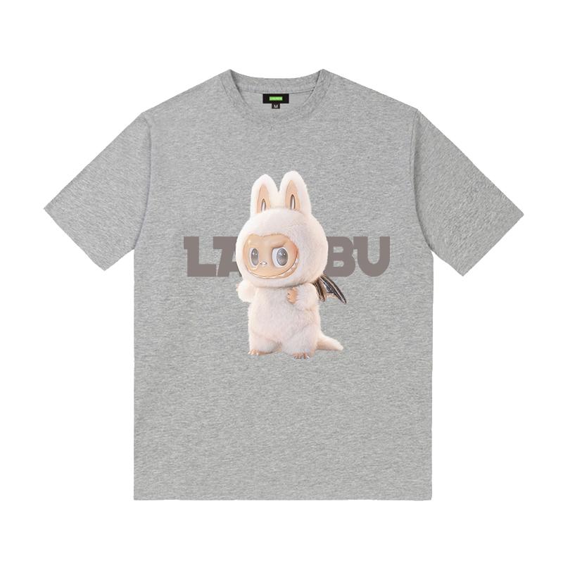 Labubu Design Sense Cartoon Casual Printed T Shirt Summer Loose Couple Pure Cotton T-shirt Men and Women Half Sleeve
