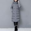 Winter Down Coat Thickened Padded Hooded Stand Collar Knee Length Pockets Zipper Closure Windproof Heat Retention Warm Daily Outwear Cotton Jacket